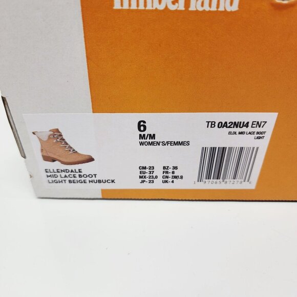 Timberland Womens Ellendale Mid Lace Boots Light Beige Nubuck Size 6 M - Picture 2 of 13